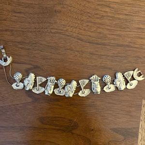 Vintage golf themed charm bracelet